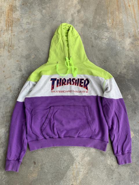 Other Designers Thrasher - Distressed Embroided Thrasher Skateboard Multicolor Hoodie