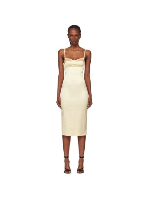 MUGLER Yellow Lingerie Midi Dress