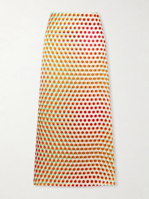 Dries Van Noten Susya Polka-dot Silk-satin Midi Skirt