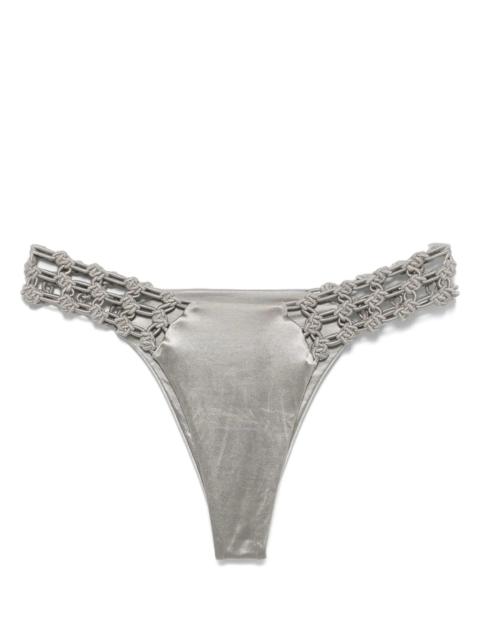 ISA BOULDER floral-macrame bikini bottoms