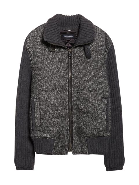Dolce & Gabbana Dolce&Gabbana Herringbone Mixed Media Jacket in N0352 Grigio Fumo at Nordstrom