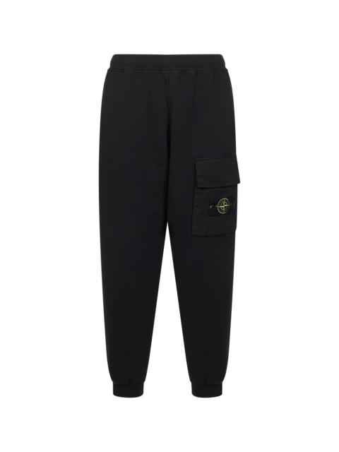 Black cotton fleece jogger trousers