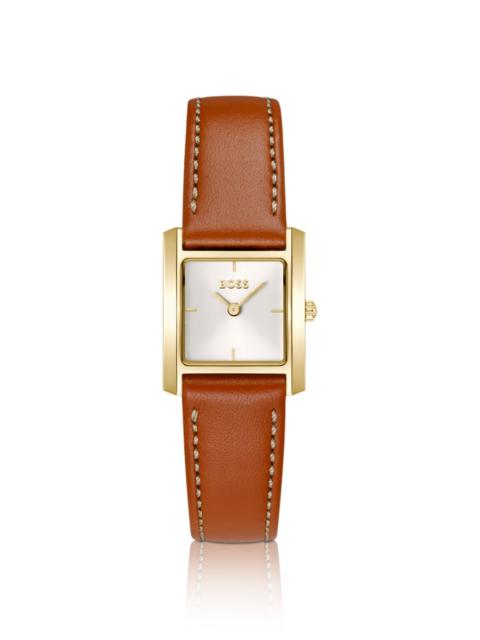 BOSS LEATHER-STRAP WATCH WITH SQUARE CASE