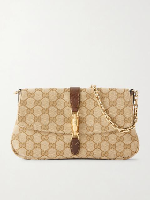 GUCCI Aperitivo Leather-trimmed Canvas-jacquard Shoulder Bag