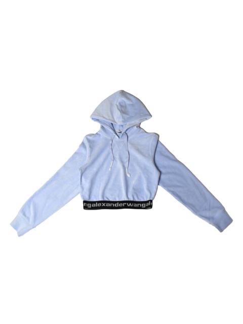 Alexander Wang Alexander Wang Logo Waitband Cropped Hoodie Blue