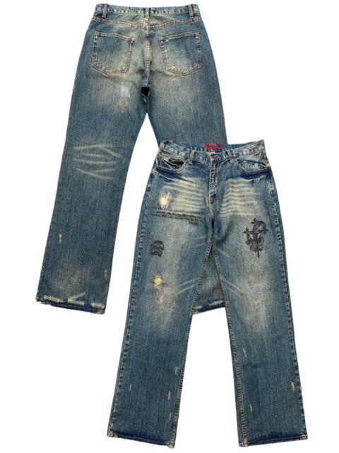 Other Designers Japanese Brand - Nylaus Bones Gothic Mudwash Distressed Denim Jeans 33x33