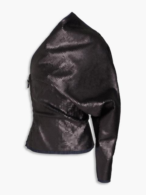 Rick Owens One-sleeve sequined denim top