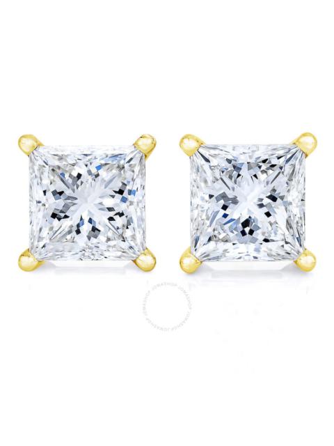 Other Designers Haus Of Brilliance - AGS Certified 14k Yellow Gold 1/4 cttw 4-Prong Set Princess-Cut Solitaire Diamond Push Back Stud Ear