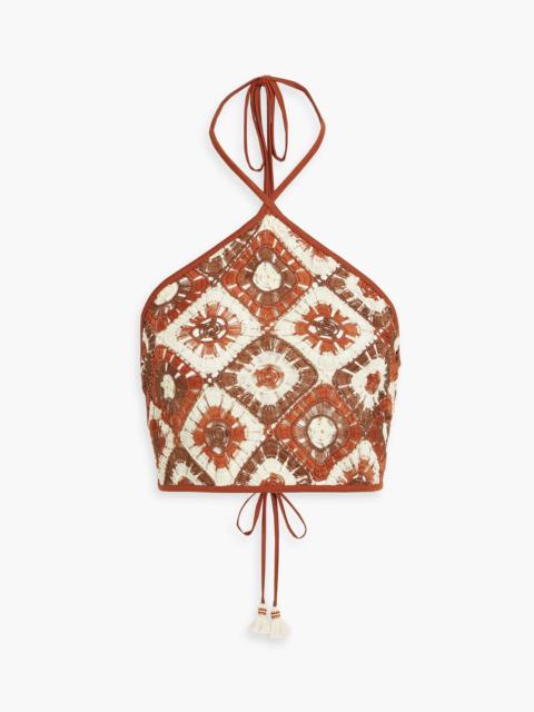 Johanna Ortiz Pwani cropped crochet halterneck top