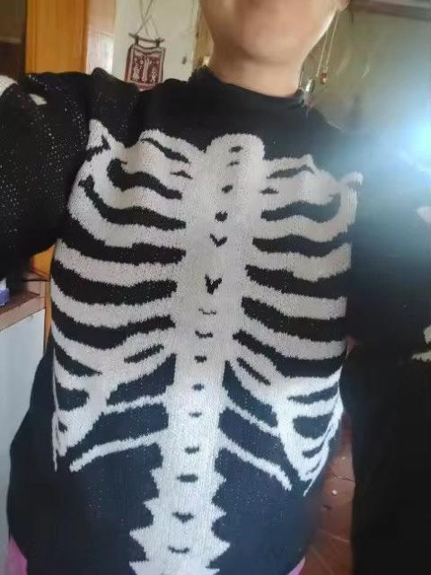Other Designers Japanese Brand - Skeleton Print Sweater - Trendy Black and White Knit