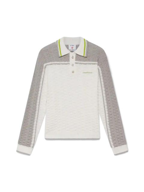 CASABLANCA Tennis Boucle Long Sleeve Polo Shirt