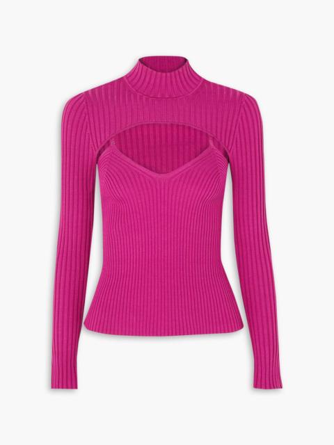 SIMKHAI Fleur layered ribbed-knit turtleneck top