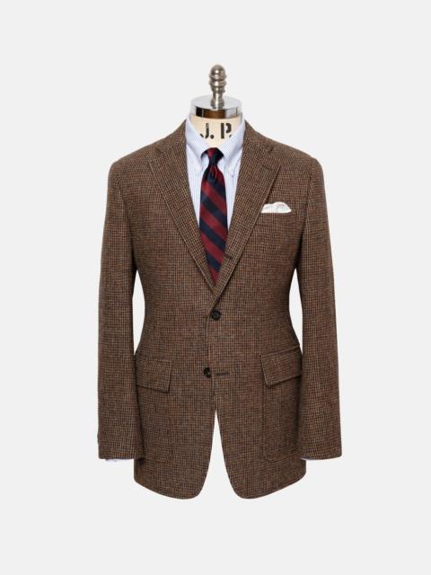 J. PRESS MADE-IN-USA BROWN TICWEAVE HARRIS TWEED SPORT COAT