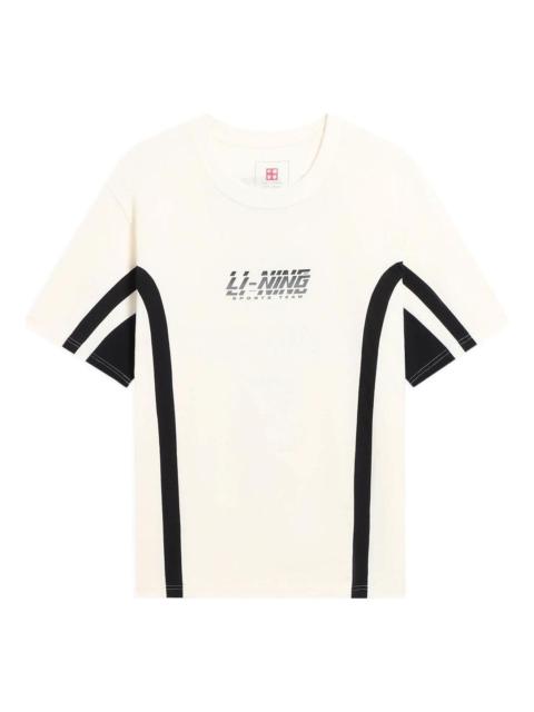 Li-Ning Li-Ning Sports Team Multi Logo T-shirt 'Beige' AHSS121-1