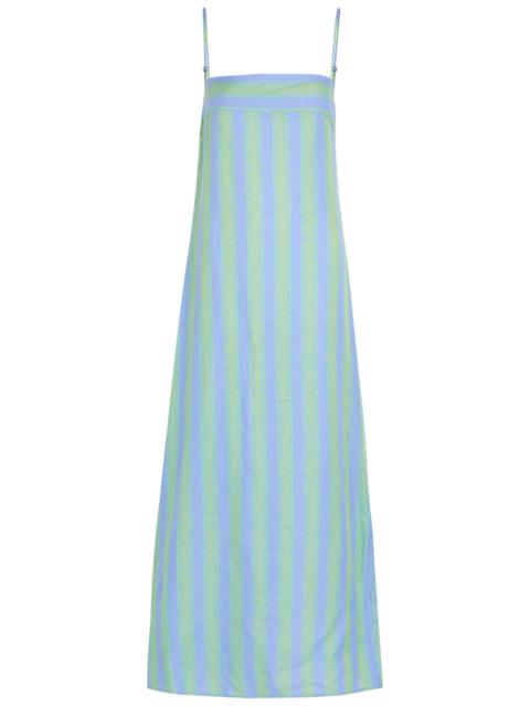 claretta dress navy clear blue Staud Claretta Backless Pleated Rib-Knit Dress - Navy Clear Blue - 60% Off