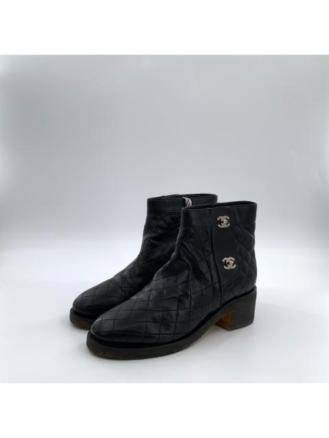 CHANEL Chanel Logo Boots Black
