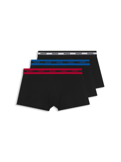 HUGO THREE-PACK OF STRETCH TRUNKS IN COTTON