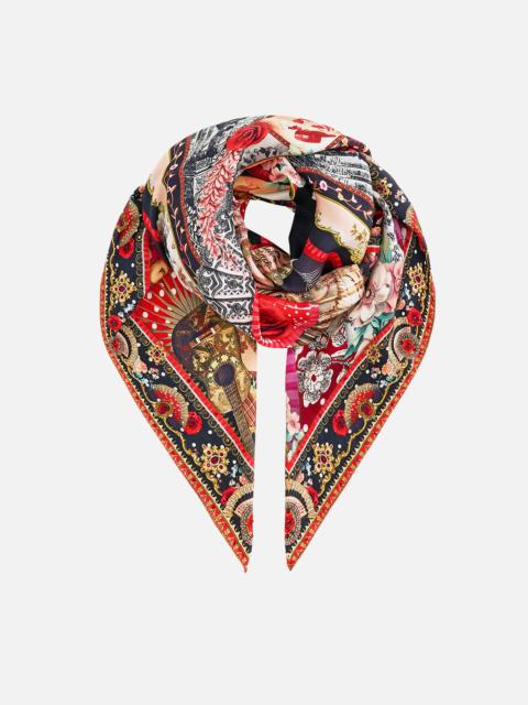 CAMILLA LARGE CRYSTALLED SILK SQUARE SCARF