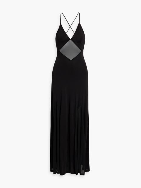 STAUD Fleur mesh-trimmed jersey maxi dress