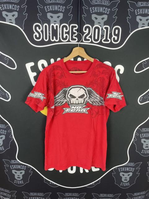Vintage No Fear Skull Graphic Red Y2K Double Sided Skater
