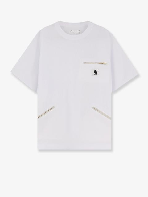 sacai Sacai X Carhartt Wip Men Cotton T-Shirt With Frontal Logo Patch