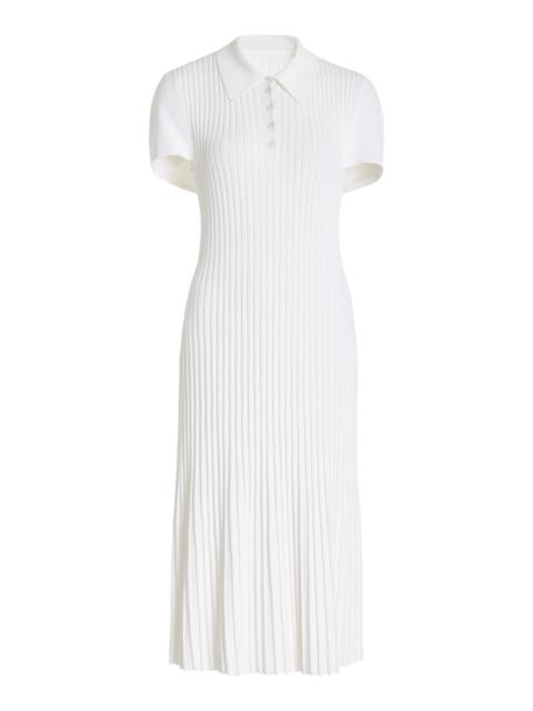 BRANDON MAXWELL The Joyce Pleated Knit Midi Dress white