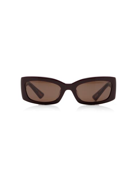 KHAITE Rectangle-Frame Acetate Sunglasses burgundy