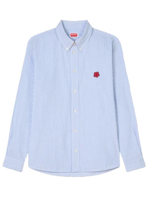 KENZO Kenzo Men `Boke Flower` Embroidered Casual Shirt In Seersucker Cotton