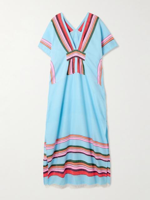lemlem Gasira Frayed Striped Cotton-blend Maxi Kaftab