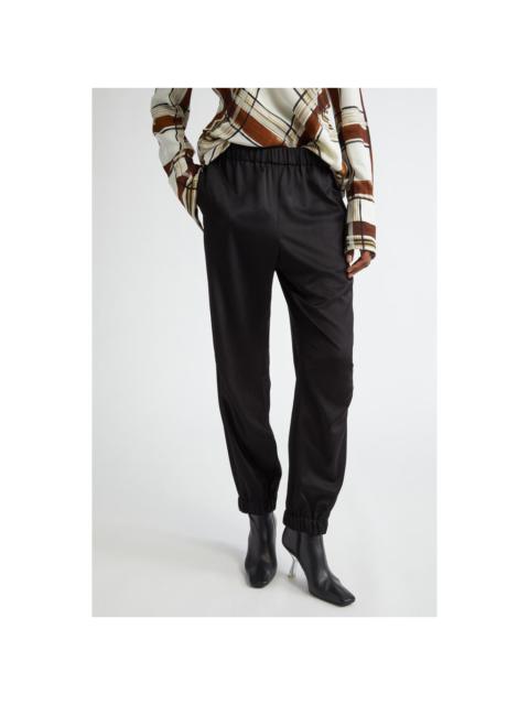 Dries Van Noten Piker Relaxed Satin Joggers in Black at Nordstrom