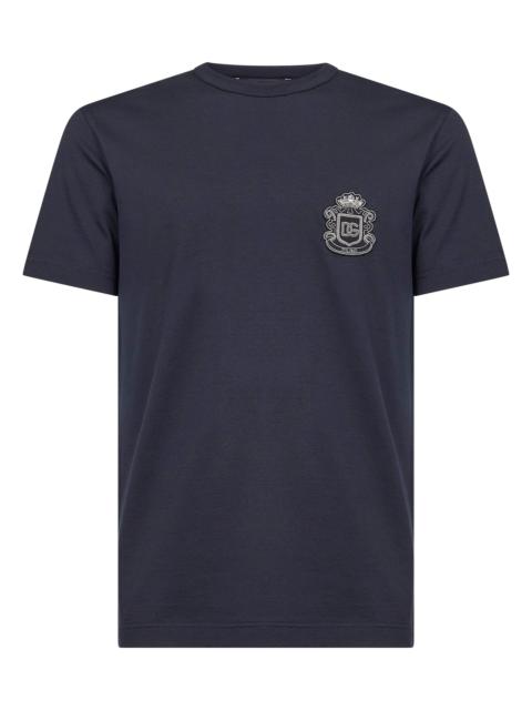 Dolce & Gabbana Blue cotton heraldic patch T-shirt