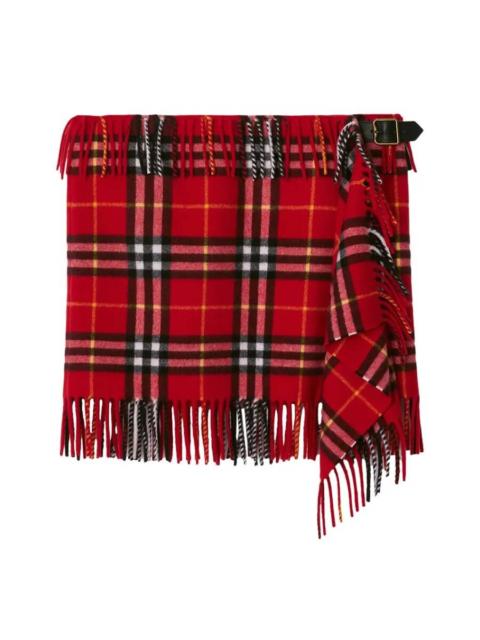 Burberry Burberry Womens Check Wool Cashmere Scarf Skirt