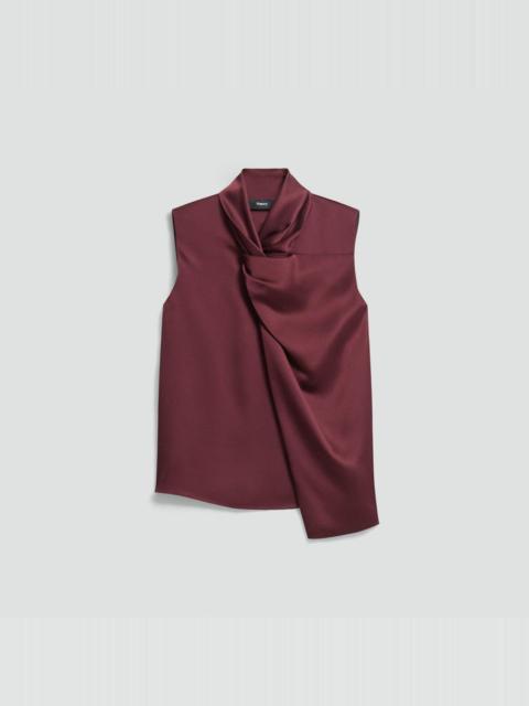 Theory Twisted Split Blouse in Satin