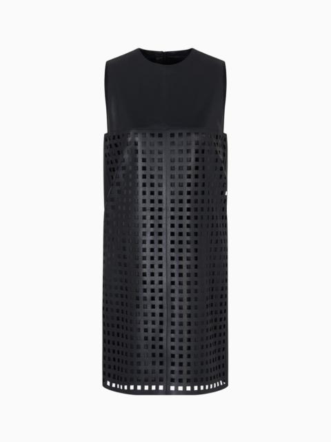 EMPORIO ARMANI POLYGON CAPSULE COLLECTION DRESS IN VEGETABLE-TANNED NAPPA LEATHER WITH LASER-CUT PERFORATIONS