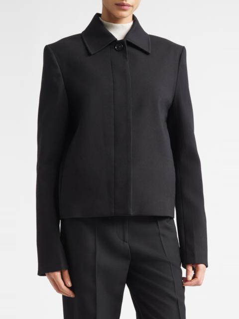 TOTEME TOTEME Boxy Stretch Wool & Cotton Twill Jacket in Black at Nordstrom
