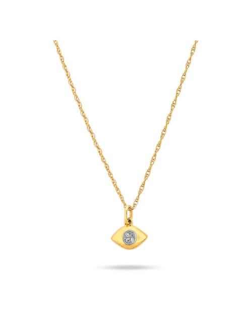 STONE AND STRAND Tiny Evil Eye Diamond Necklace