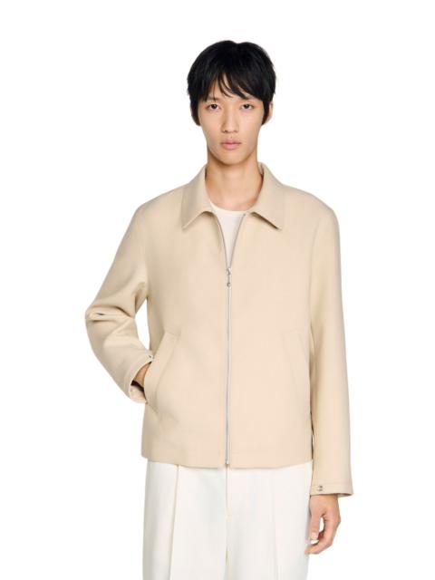 Sandro SANDRO Zip-up jacket in Beige at Nordstrom