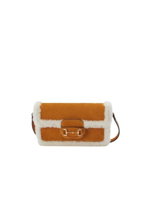 GUCCI GG Marmont Shearling-trimmed Shoulder Bag