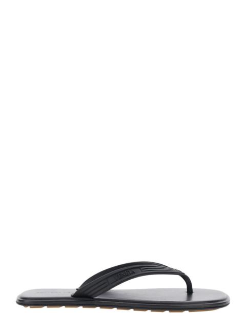 Bottega Veneta Bottega Veneta Men 'Sanpieri' Black Sandals With Thong Design And Flat Sole In Rubber For Men