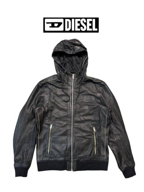 Diesel Sheepskin Leather Hooded Zipper Jacket