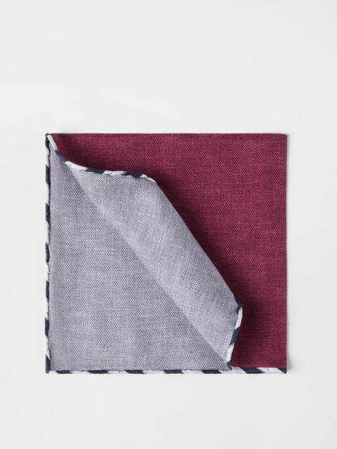 Brunello Cucinelli Silk pocket square with striped border