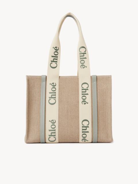 Chloé WOODY TOTE BAG IN LINEN