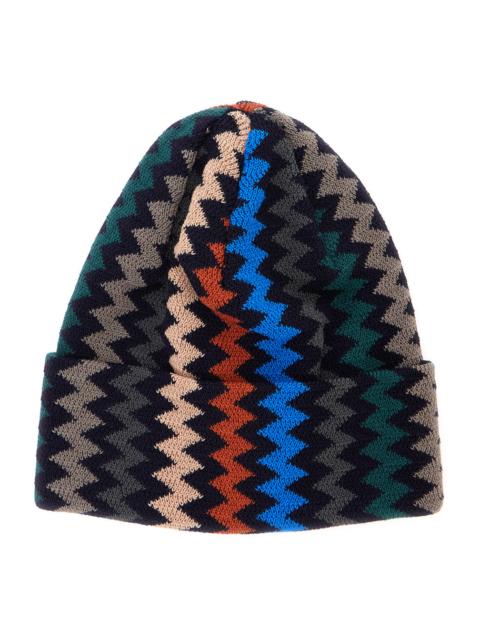 Missoni Missoni Men Black Beanie With Striped Design In Wool And Polyester For Women