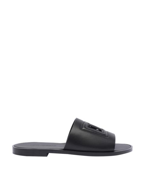 Dolce & Gabbana Dolce&Gabbana Men Dg Logo Leather Slide Sandals