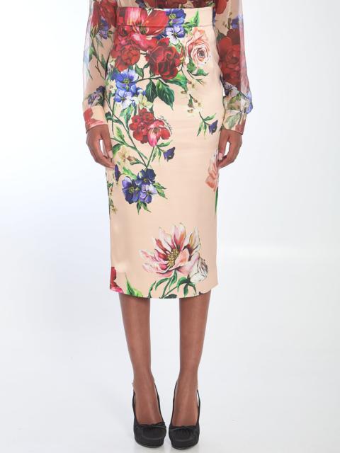 Dolce & Gabbana Fiori Print Midi Skirt
