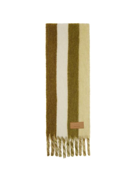 AMI Paris Green Striped Alpaca Scarf