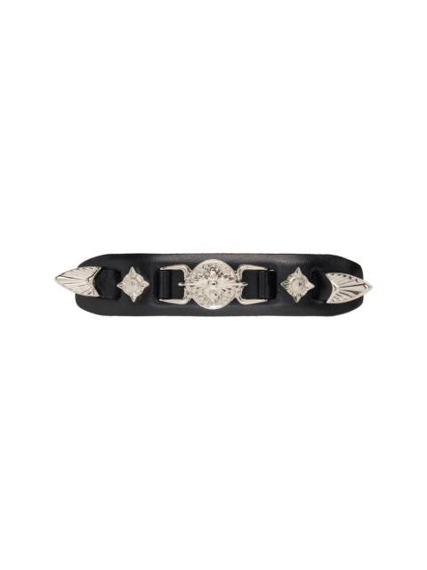 TOGA PULLA Black Small Metal Leather Hair Clip