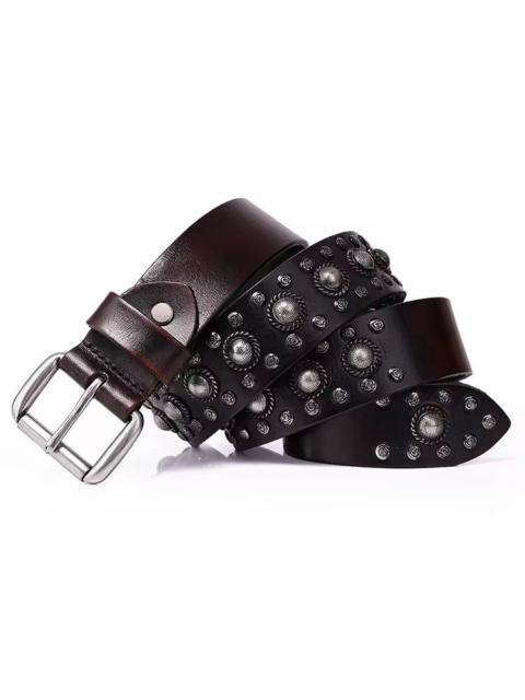 Other Designers Japanese Brand - 115 cm Rivet Cowhide Real Genuine Leather Belt