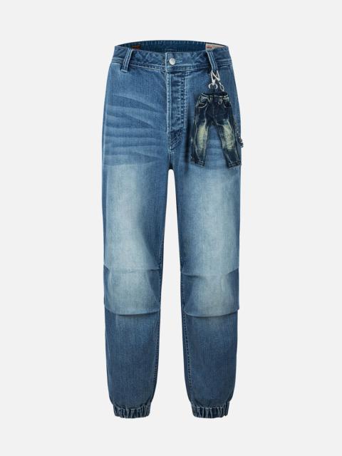 EVISU Seagull and Logo Print Loose Fit Denim Joggers