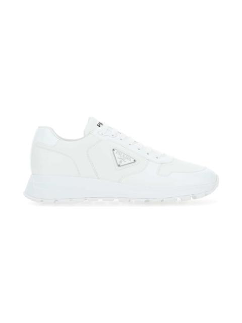 White Re-nylon And Leather Sneakers
